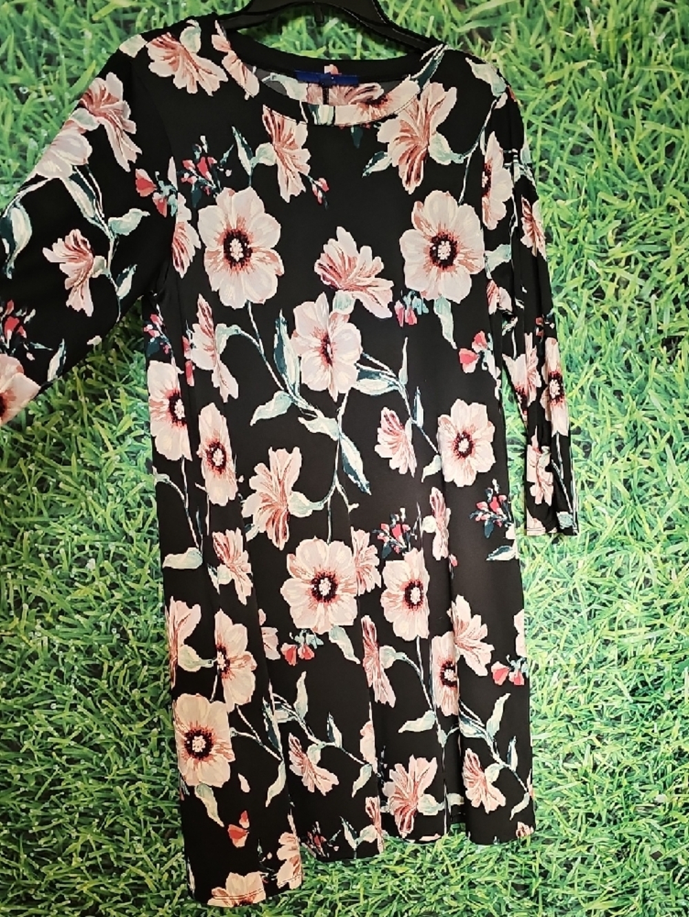 Apt. 9 Black Long-Sleeve Dress with Pink Floral Print - Picture 2 of 6